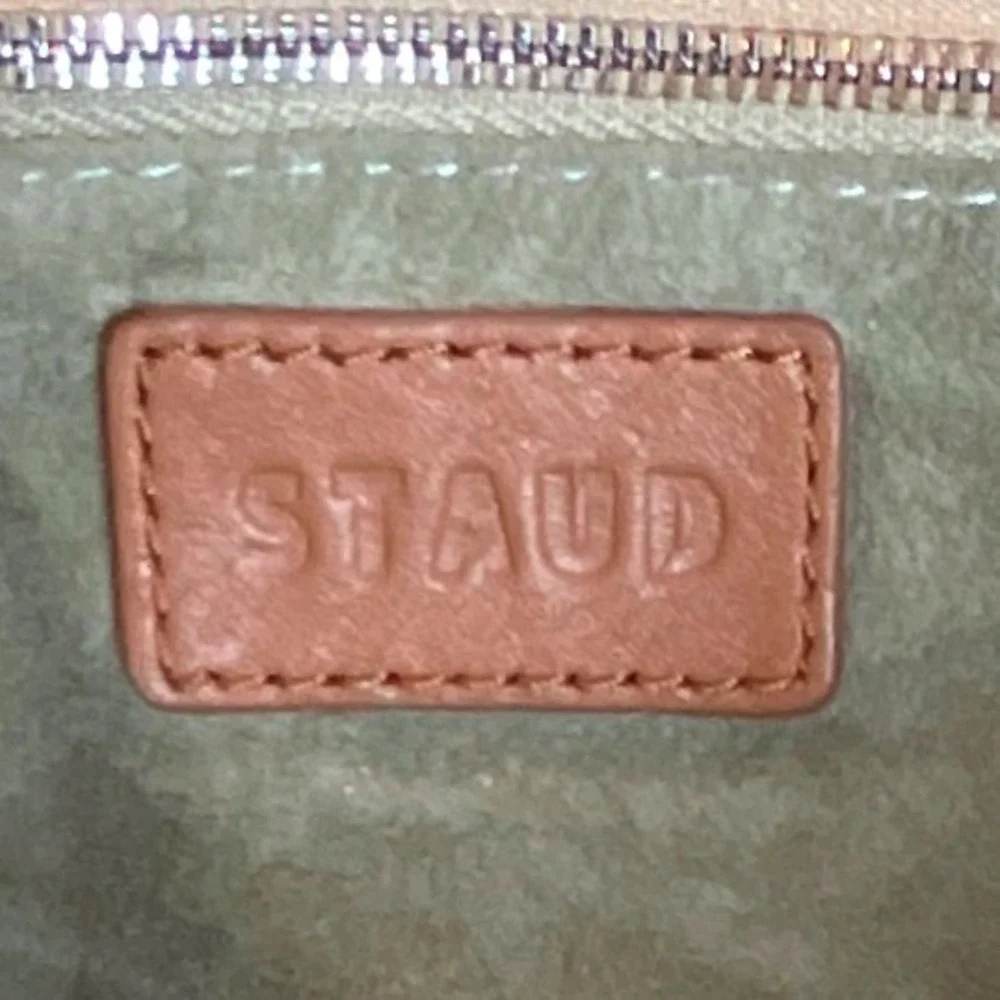 Staud Tan Large Chain Sasha Leather Shoulder Bag Silver Chain Handle